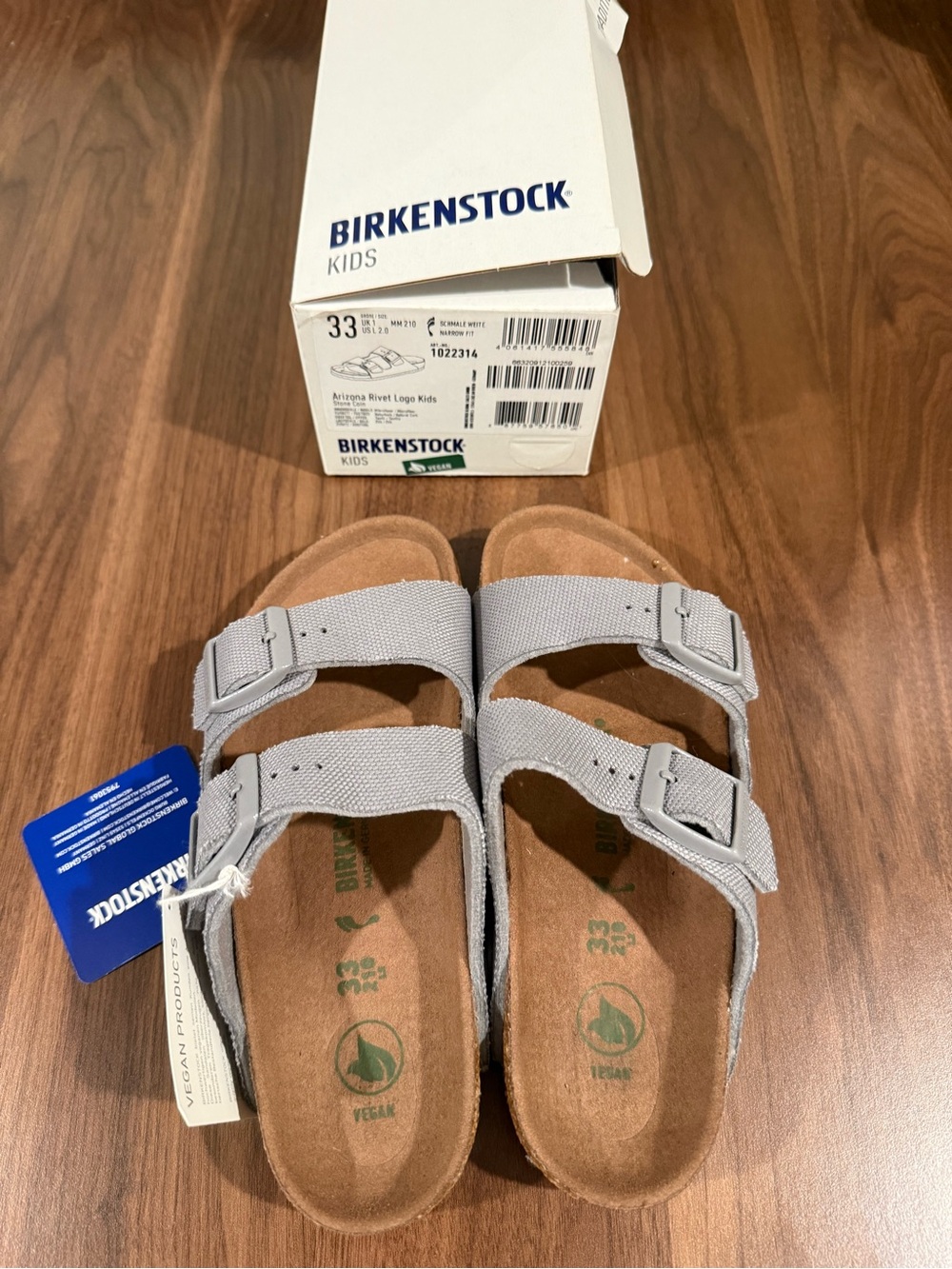 Birkenstock Kids Arizona Vegan Light Gray Sandals